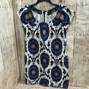 J Crew Cream Navy 100%‎ Cotton Casual Cottage Feminine Dress NWOT Size 0